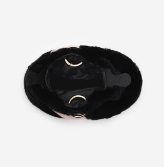 Black Holly Heart Fur Bag