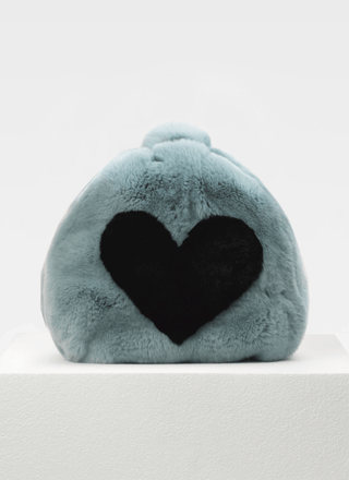 Blue Holly Heart Fur Bag