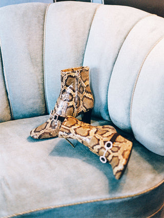 Green Snake Mauve Patent Boot