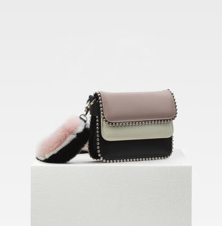 Bibi Tricolor Strap Fur Metal Piping