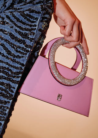 Pink Patent Trapezio Pochette Bag