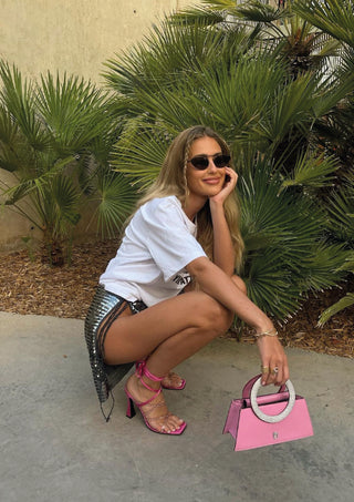 Pink Patent Trapezio Pochette Bag